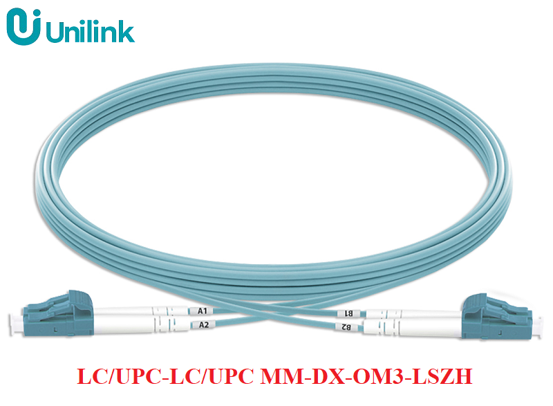 Dây nhảy quang LC/UPC-LC/UPC 2.0mm MM-DX-OM3-LSZH 50m, màu xanh ngọc Unilink UNI-10021 cao cấp